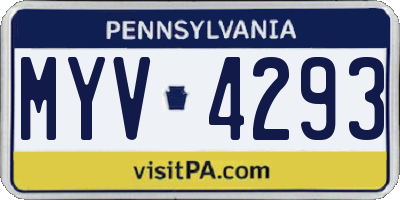 PA license plate MYV4293