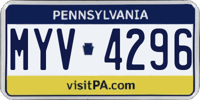 PA license plate MYV4296