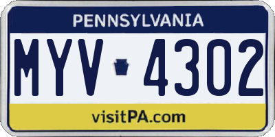 PA license plate MYV4302