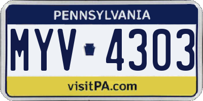 PA license plate MYV4303