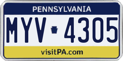 PA license plate MYV4305