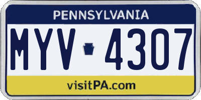 PA license plate MYV4307