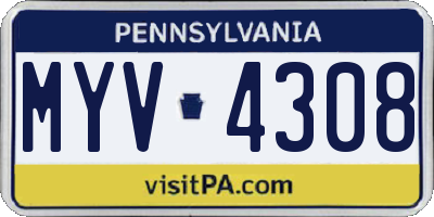 PA license plate MYV4308
