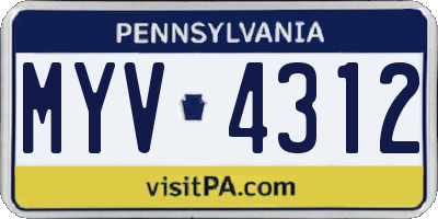 PA license plate MYV4312