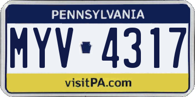 PA license plate MYV4317