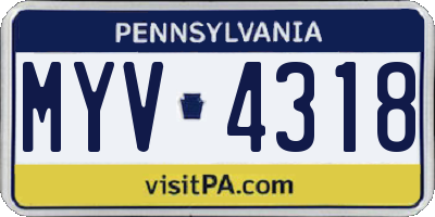 PA license plate MYV4318