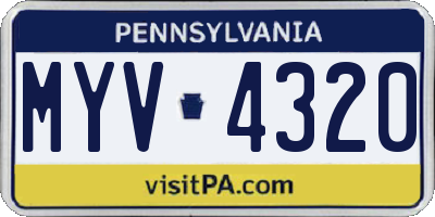 PA license plate MYV4320