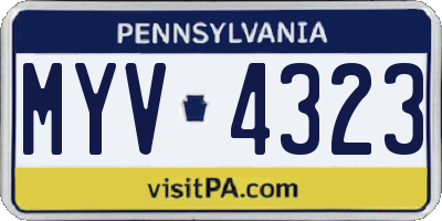 PA license plate MYV4323