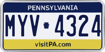 PA license plate MYV4324