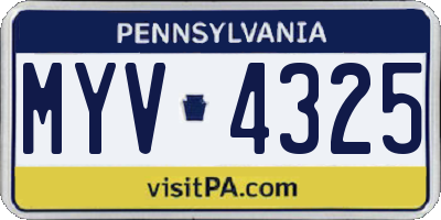 PA license plate MYV4325