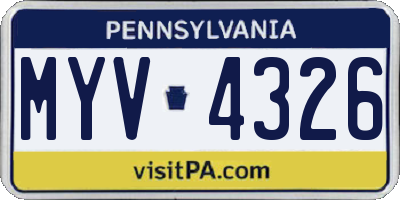 PA license plate MYV4326
