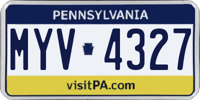 PA license plate MYV4327