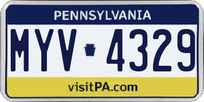PA license plate MYV4329