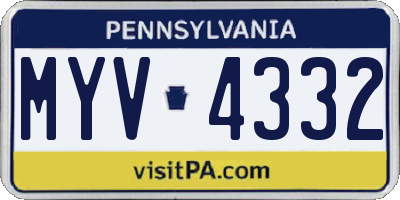 PA license plate MYV4332
