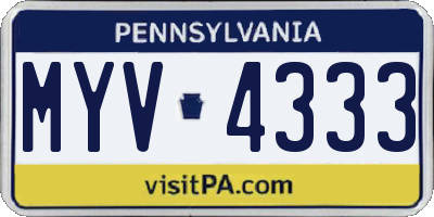 PA license plate MYV4333
