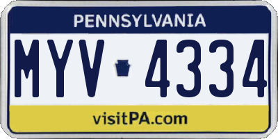 PA license plate MYV4334