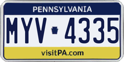 PA license plate MYV4335
