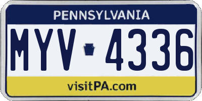 PA license plate MYV4336