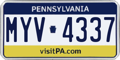 PA license plate MYV4337