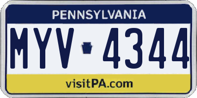 PA license plate MYV4344