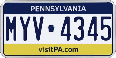 PA license plate MYV4345