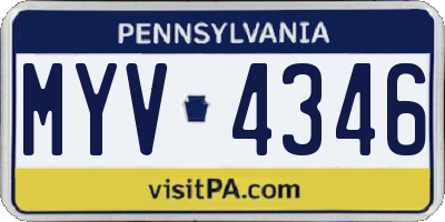 PA license plate MYV4346