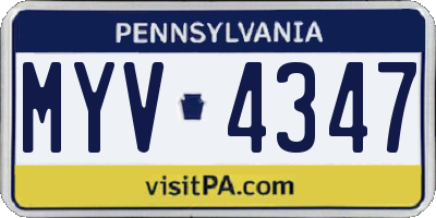 PA license plate MYV4347