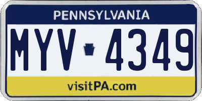 PA license plate MYV4349