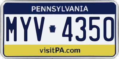 PA license plate MYV4350