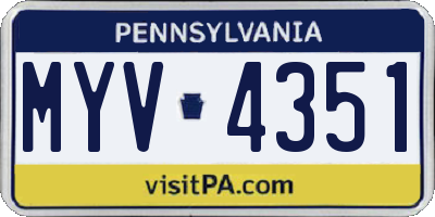 PA license plate MYV4351