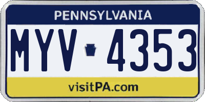 PA license plate MYV4353