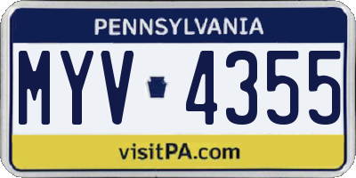 PA license plate MYV4355