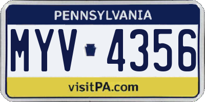 PA license plate MYV4356