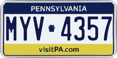 PA license plate MYV4357