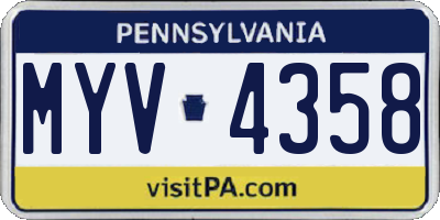 PA license plate MYV4358