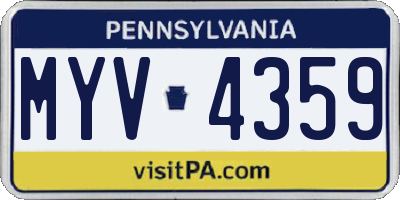 PA license plate MYV4359