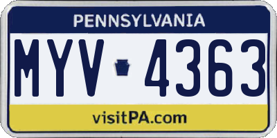 PA license plate MYV4363