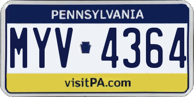 PA license plate MYV4364