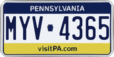 PA license plate MYV4365