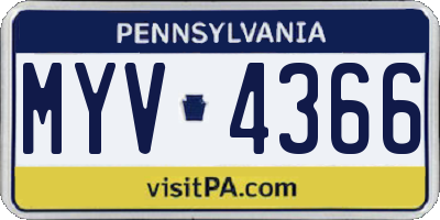 PA license plate MYV4366