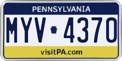 PA license plate MYV4370