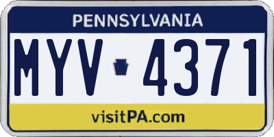 PA license plate MYV4371
