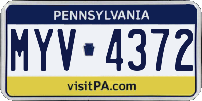 PA license plate MYV4372