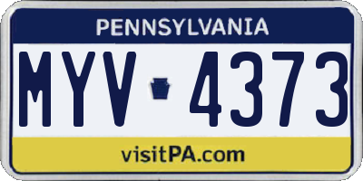 PA license plate MYV4373