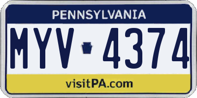 PA license plate MYV4374