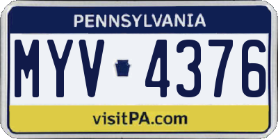 PA license plate MYV4376