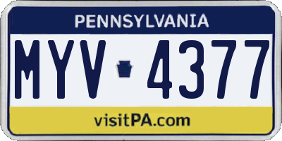 PA license plate MYV4377