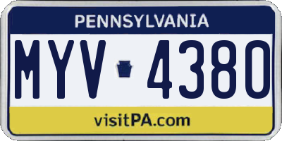 PA license plate MYV4380