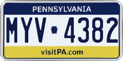 PA license plate MYV4382