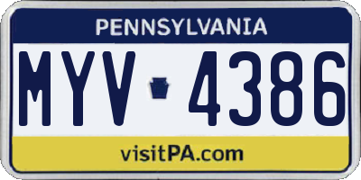 PA license plate MYV4386